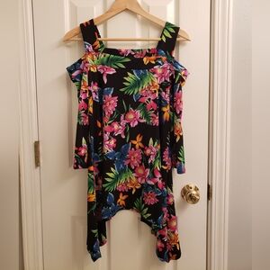 Floral Cold Shoulder Women's Top by Cha Cha Vente